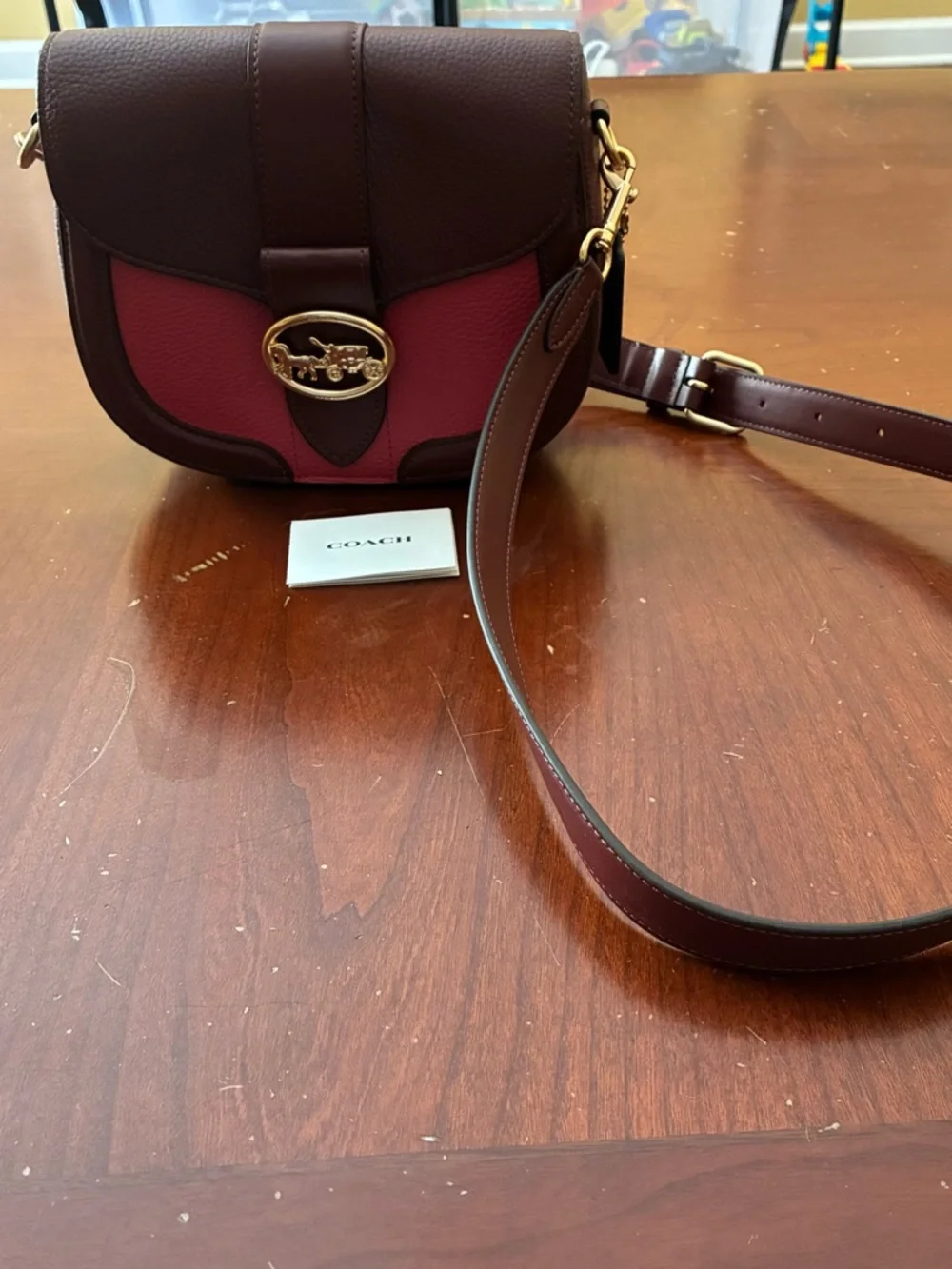 Coach Brown and Red Saddle Crossbody Bag - Picture 2 of 6